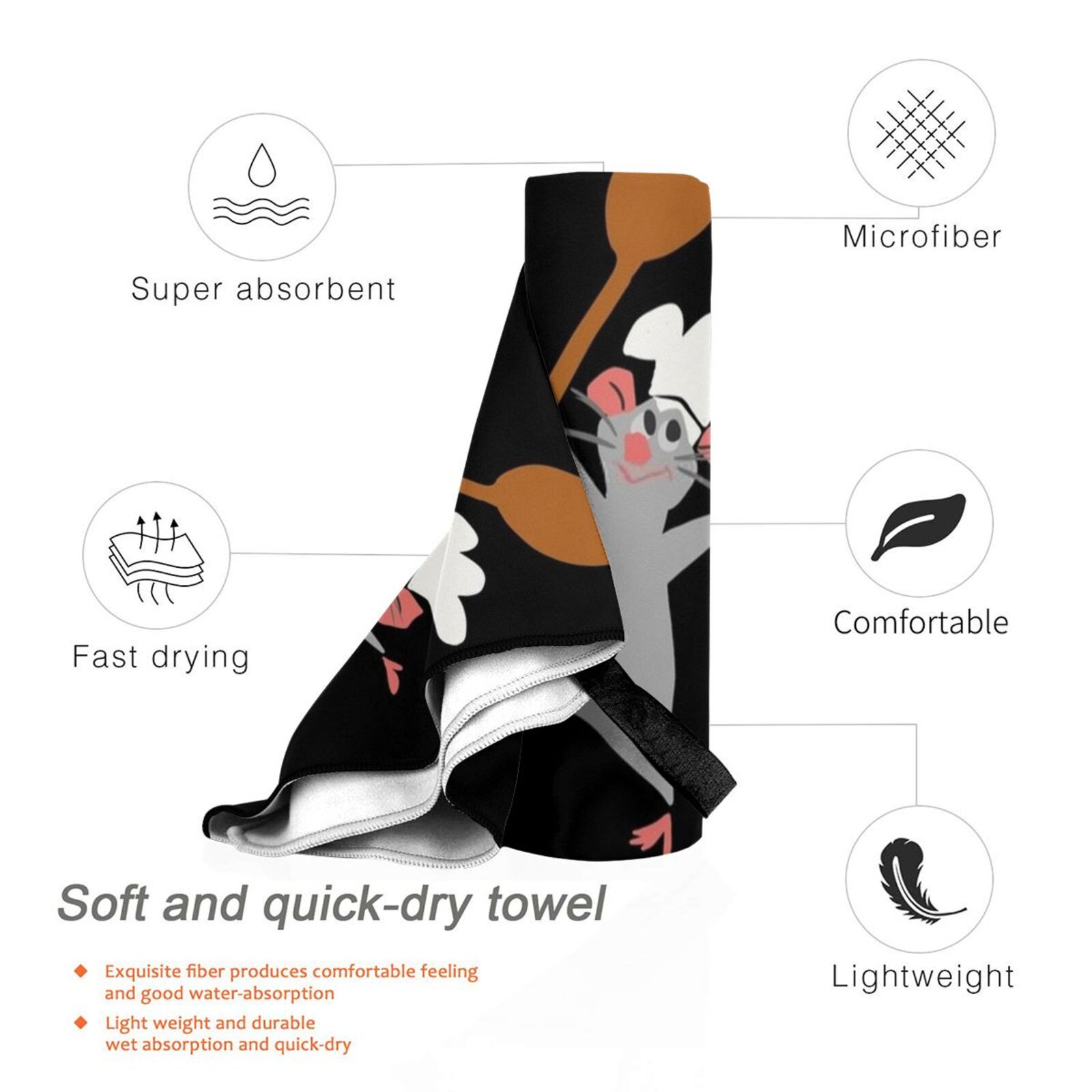 Chef Rat Bath Towel Beach Cush - Quick Food Snacks ulasan dan harga